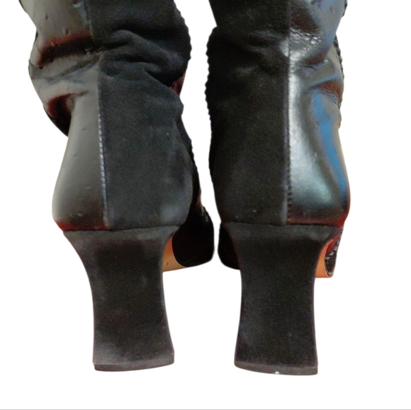 COUP D’ETAT Black Leather And Suede High Heeled Boots Size 5 - Picture 2 of 10